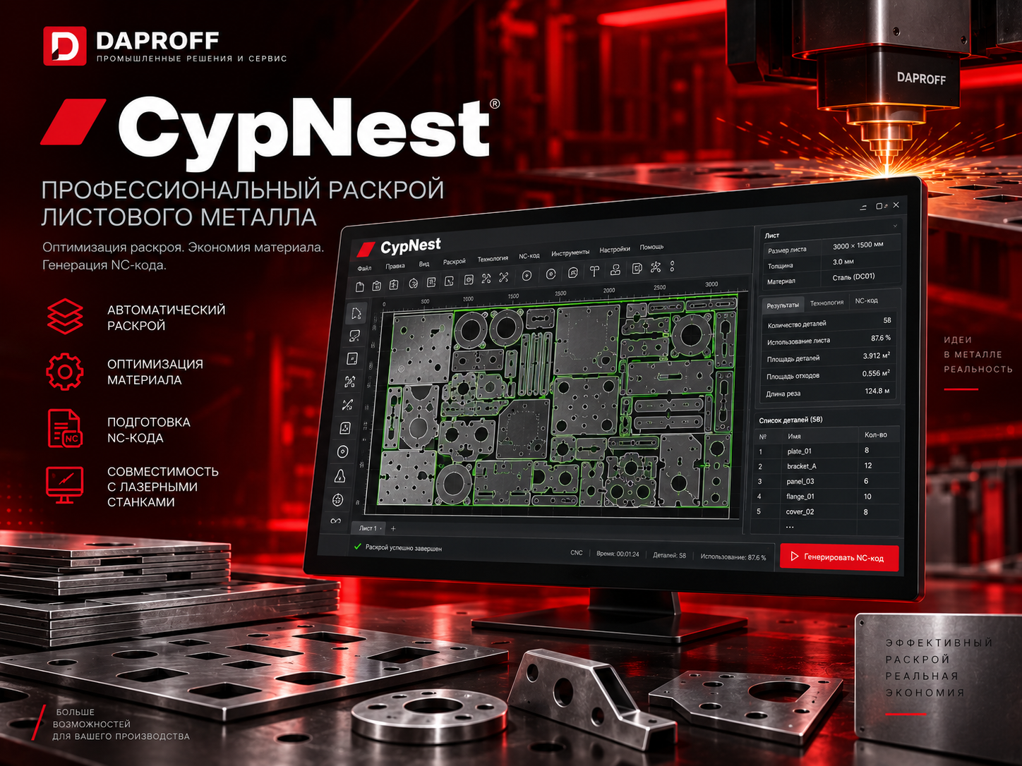 CypNest — программное обеспечение для автоматического раскроя листового металла